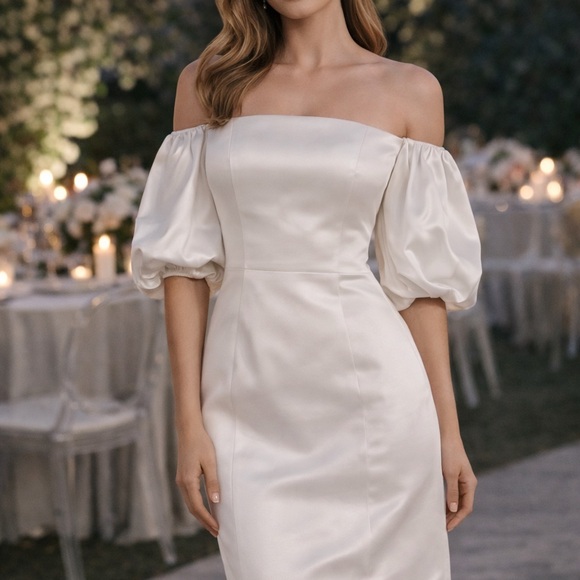 Abercrombie & Fitch Dresses & Skirts - Abercrombie & fitch Elegant Off-Shoulder White Dress w/ detachable sleeves